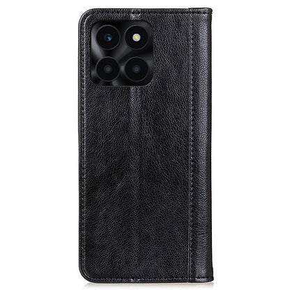 For Honor X6a 4G Anti-Scratch Split Leather Cover Litchi Texture Phone Case Wallet Stand Protection Shell