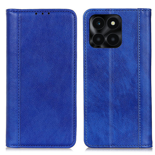 For Honor X6a 4G Anti-Scratch Split Leather Cover Litchi Texture Phone Case Wallet Stand Protection Shell