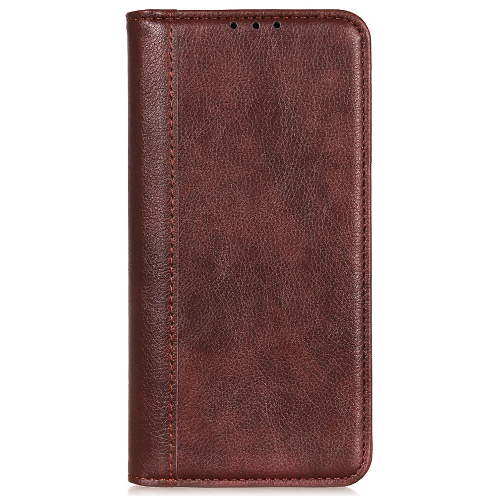 For Honor X6a 4G Anti-Scratch Split Leather Cover Litchi Texture Phone Case Wallet Stand Protection Shell