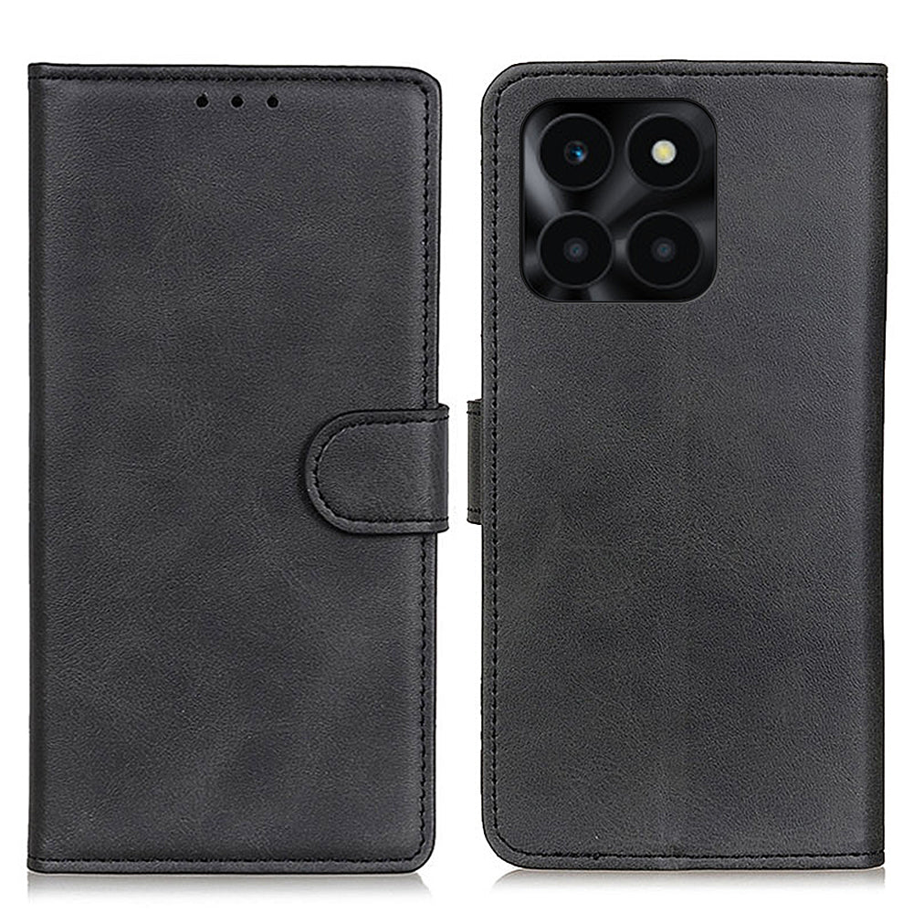 For Honor X6a 4G Shockproof Phone Case Cowhide Texture PU Leather Smartphone Cover