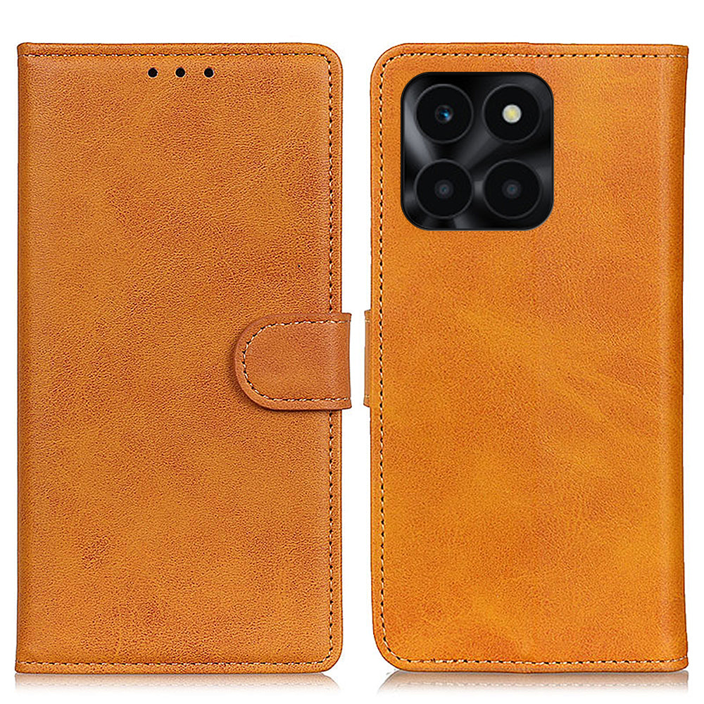For Honor X6a 4G Shockproof Phone Case Cowhide Texture PU Leather Smartphone Cover