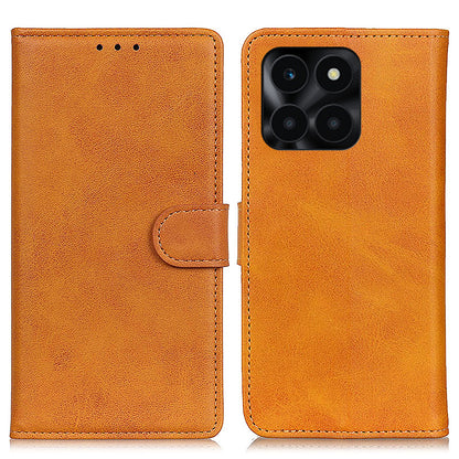 For Honor X6a 4G Shockproof Phone Case Cowhide Texture PU Leather Smartphone Cover