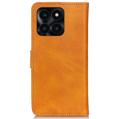 For Honor X6a 4G Shockproof Phone Case Cowhide Texture PU Leather Smartphone Cover