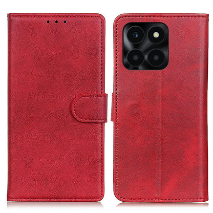 For Honor X6a 4G Shockproof Phone Case Cowhide Texture PU Leather Smartphone Cover