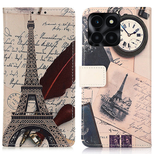 For Honor X6a 4G Pattern Printing Phone Wallet Case PU Leather Protective Phone Cover