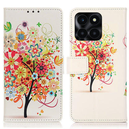 For Honor X6a 4G Pattern Printing Phone Wallet Case PU Leather Protective Phone Cover