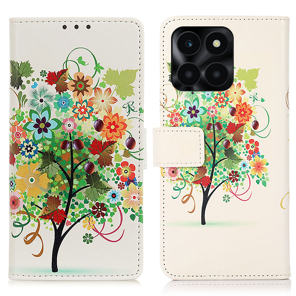 For Honor X6a 4G Pattern Printing Phone Wallet Case PU Leather Protective Phone Cover