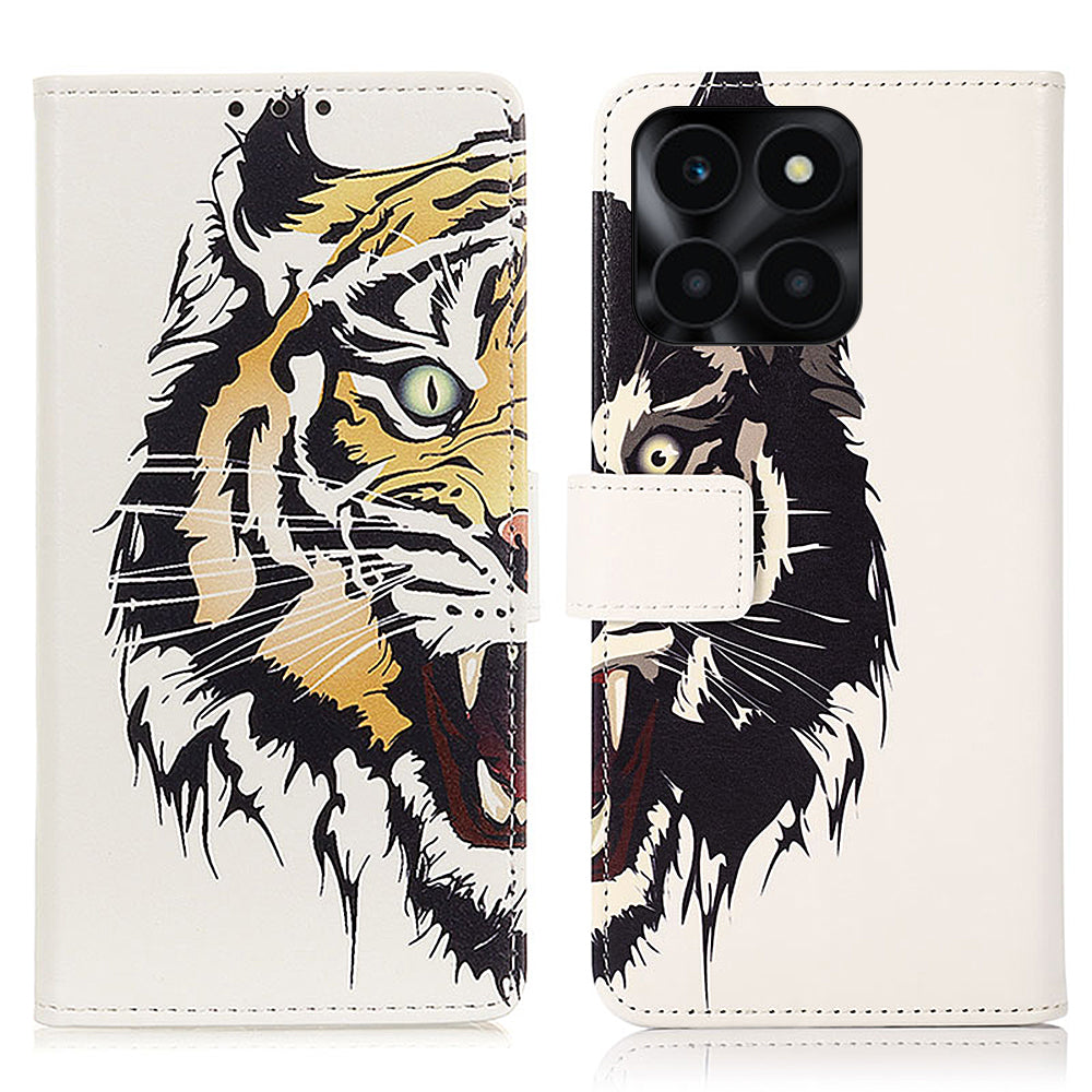 For Honor X6a 4G Pattern Printing Phone Wallet Case PU Leather Protective Phone Cover