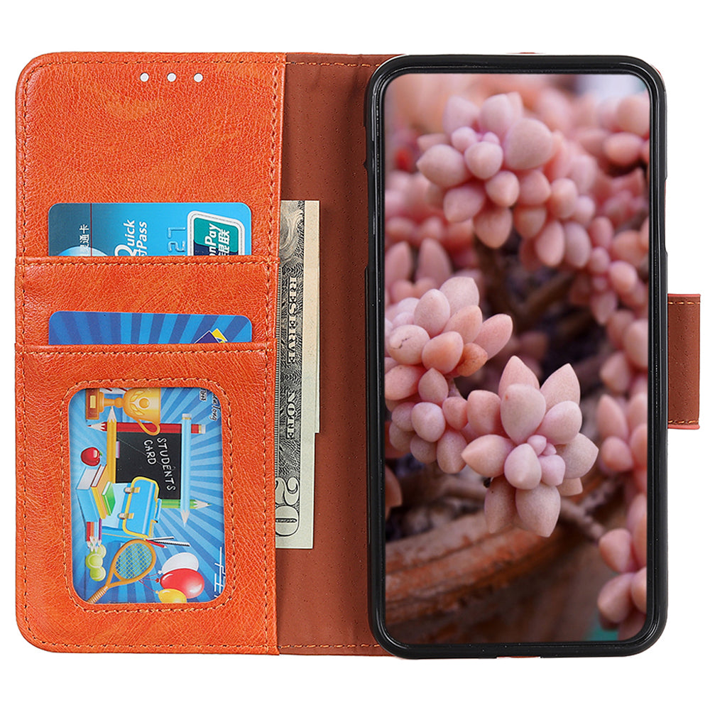 For Honor X6a 4G Split Leather Nappa Texture Stand Wallet Case Drop Protection Phone Cover