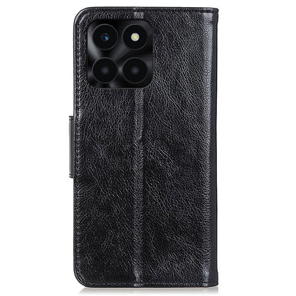 For Honor X6a 4G Split Leather Nappa Texture Stand Wallet Case Drop Protection Phone Cover