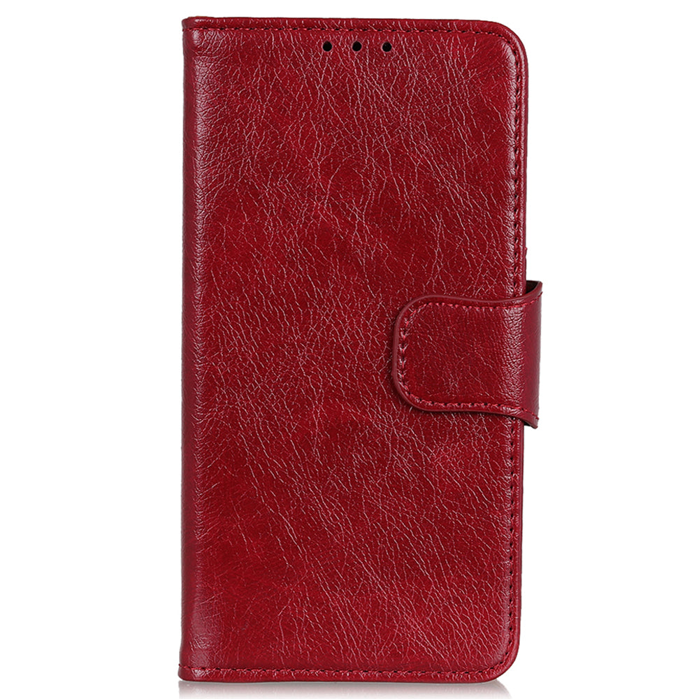 For Honor X6a 4G Split Leather Nappa Texture Stand Wallet Case Drop Protection Phone Cover