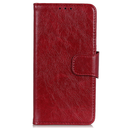 For Honor X6a 4G Split Leather Nappa Texture Stand Wallet Case Drop Protection Phone Cover