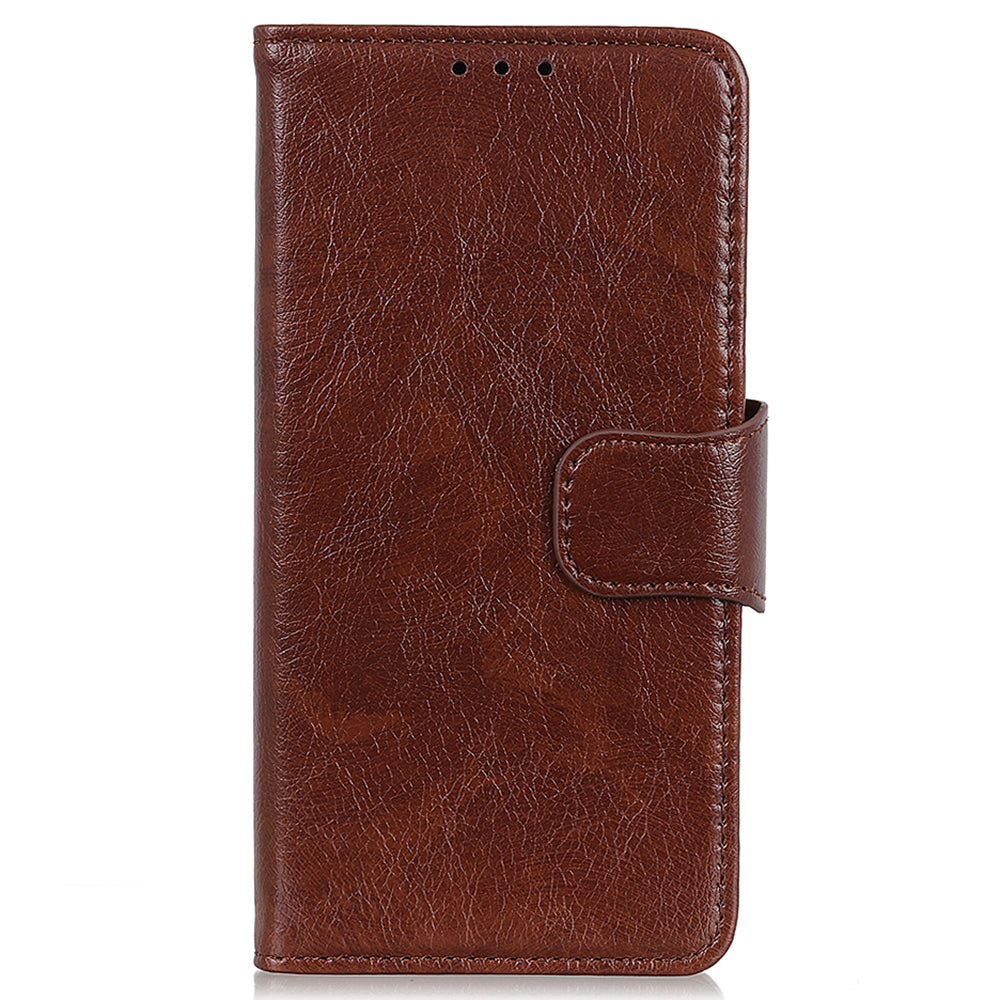 For Honor X6a 4G Split Leather Nappa Texture Stand Wallet Case Drop Protection Phone Cover