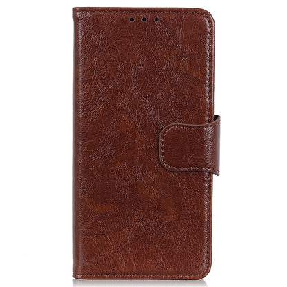 For Honor X6a 4G Split Leather Nappa Texture Stand Wallet Case Drop Protection Phone Cover