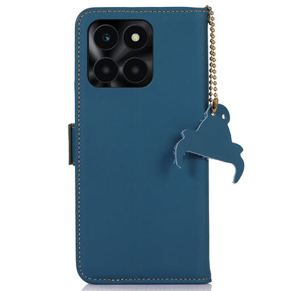 For Honor X6a 4G Genuine Cow Leather Phone Case RFID Blocking Wallet Silky Feeling Phone Stand Cover