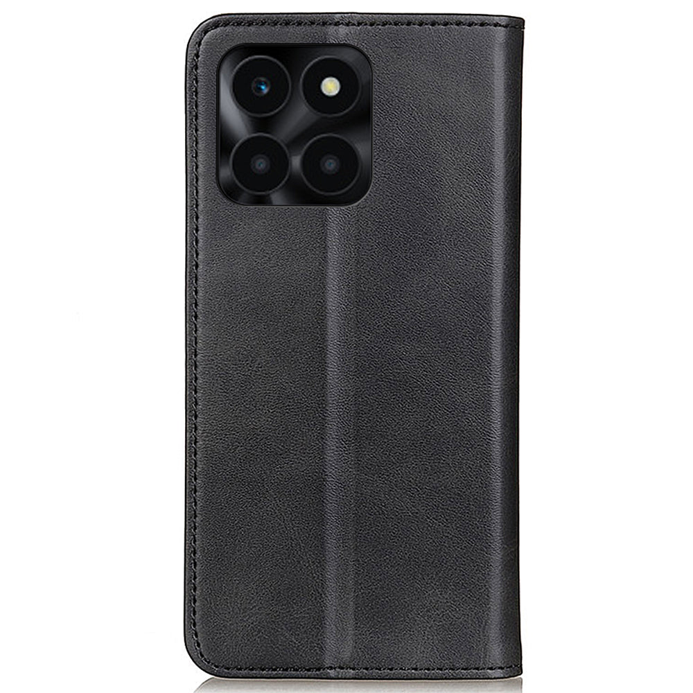 For Honor X6a 4G Mobile Phone Case Shockproof Cowhide Texture Split Leather Wallet Stand Shell