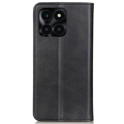 For Honor X6a 4G Mobile Phone Case Shockproof Cowhide Texture Split Leather Wallet Stand Shell