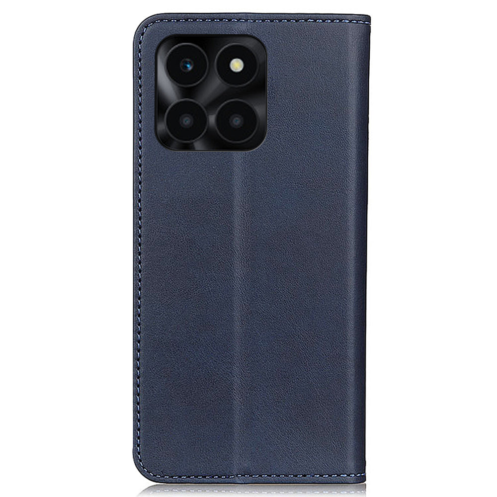 For Honor X6a 4G Mobile Phone Case Shockproof Cowhide Texture Split Leather Wallet Stand Shell