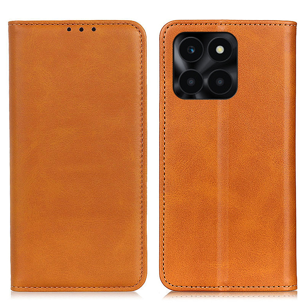For Honor X6a 4G Mobile Phone Case Shockproof Cowhide Texture Split Leather Wallet Stand Shell