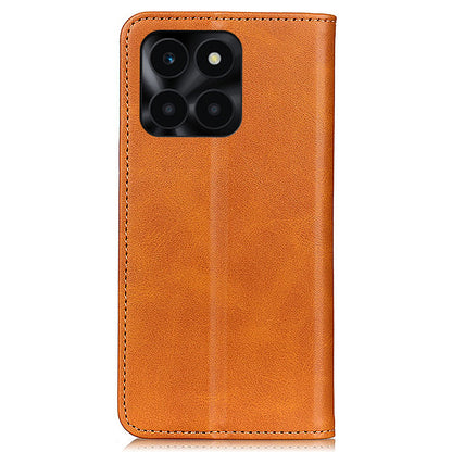For Honor X6a 4G Mobile Phone Case Shockproof Cowhide Texture Split Leather Wallet Stand Shell
