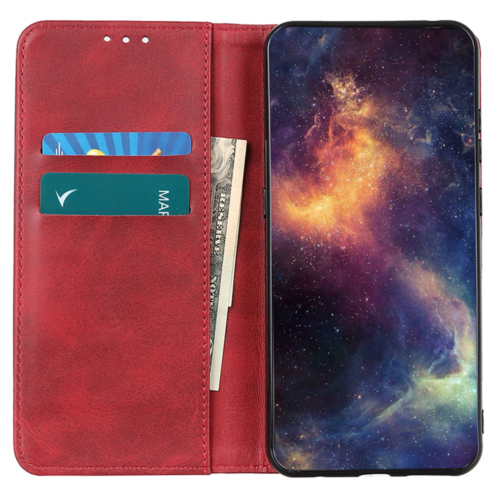 For Honor X6a 4G Mobile Phone Case Shockproof Cowhide Texture Split Leather Wallet Stand Shell