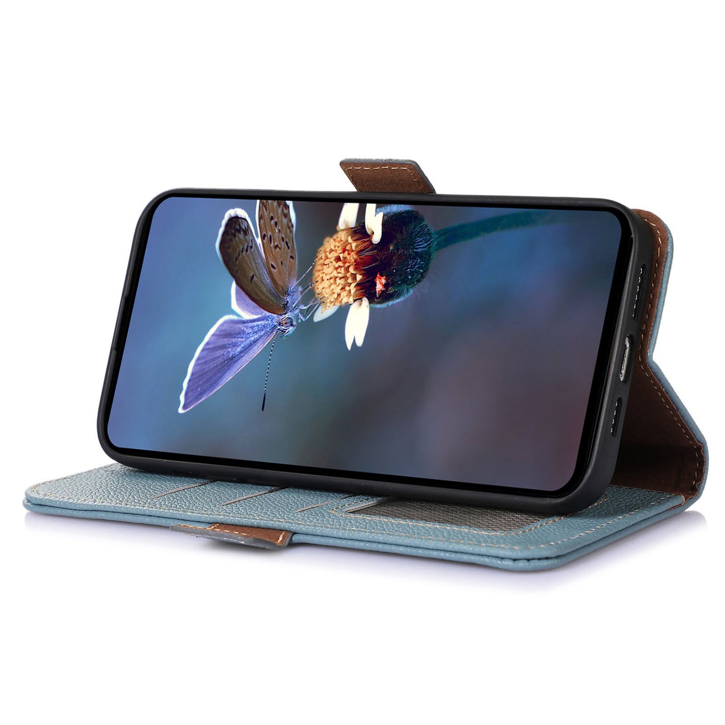 For Honor X6a 4G RFID Blocking Phone Wallet Case Genuine Cow Leather Cover with Stand