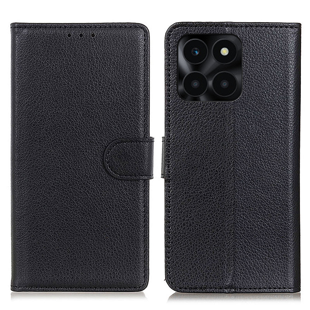 For Honor X6a 4G Shockproof Shell Litchi Texture PU Leather Wallet Case Stand Phone Cover