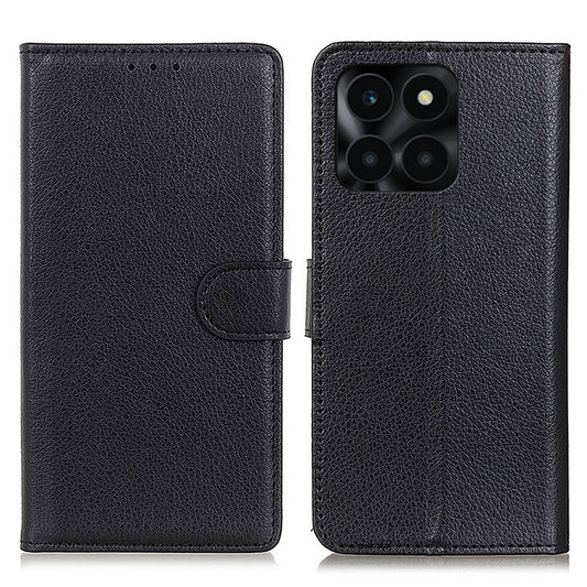 For Honor X6a 4G Shockproof Shell Litchi Texture PU Leather Wallet Case Stand Phone Cover