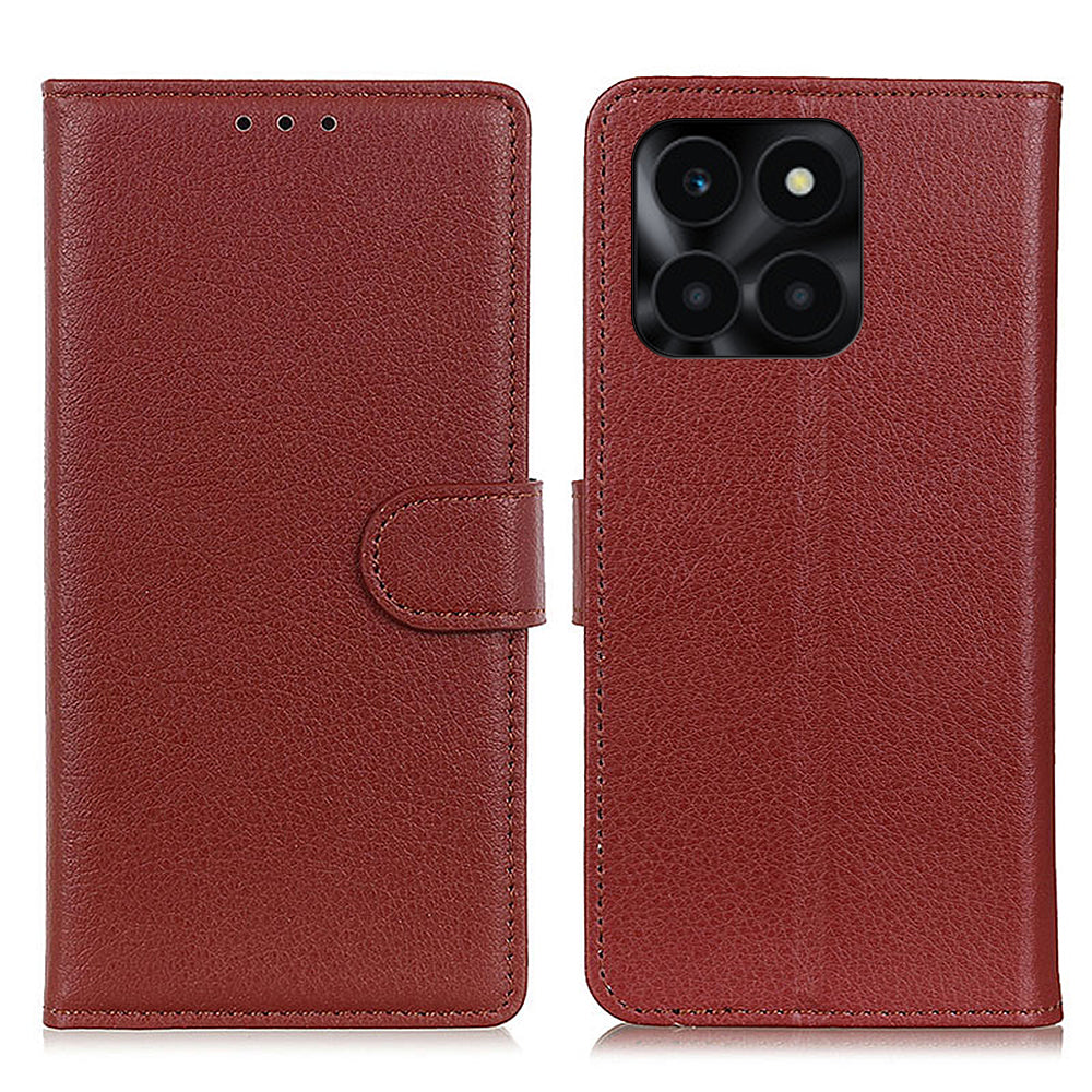 For Honor X6a 4G Shockproof Shell Litchi Texture PU Leather Wallet Case Stand Phone Cover