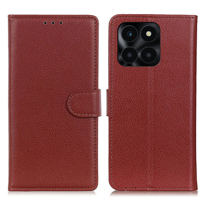For Honor X6a 4G Shockproof Shell Litchi Texture PU Leather Wallet Case Stand Phone Cover