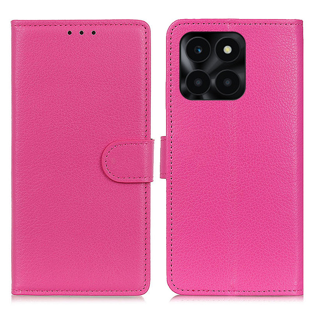 For Honor X6a 4G Shockproof Shell Litchi Texture PU Leather Wallet Case Stand Phone Cover