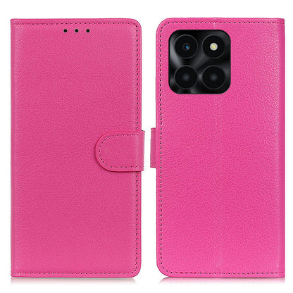 For Honor X6a 4G Shockproof Shell Litchi Texture PU Leather Wallet Case Stand Phone Cover