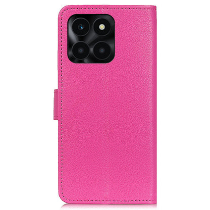 For Honor X6a 4G Shockproof Shell Litchi Texture PU Leather Wallet Case Stand Phone Cover