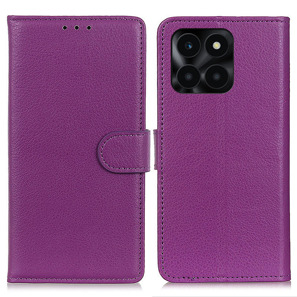 For Honor X6a 4G Shockproof Shell Litchi Texture PU Leather Wallet Case Stand Phone Cover