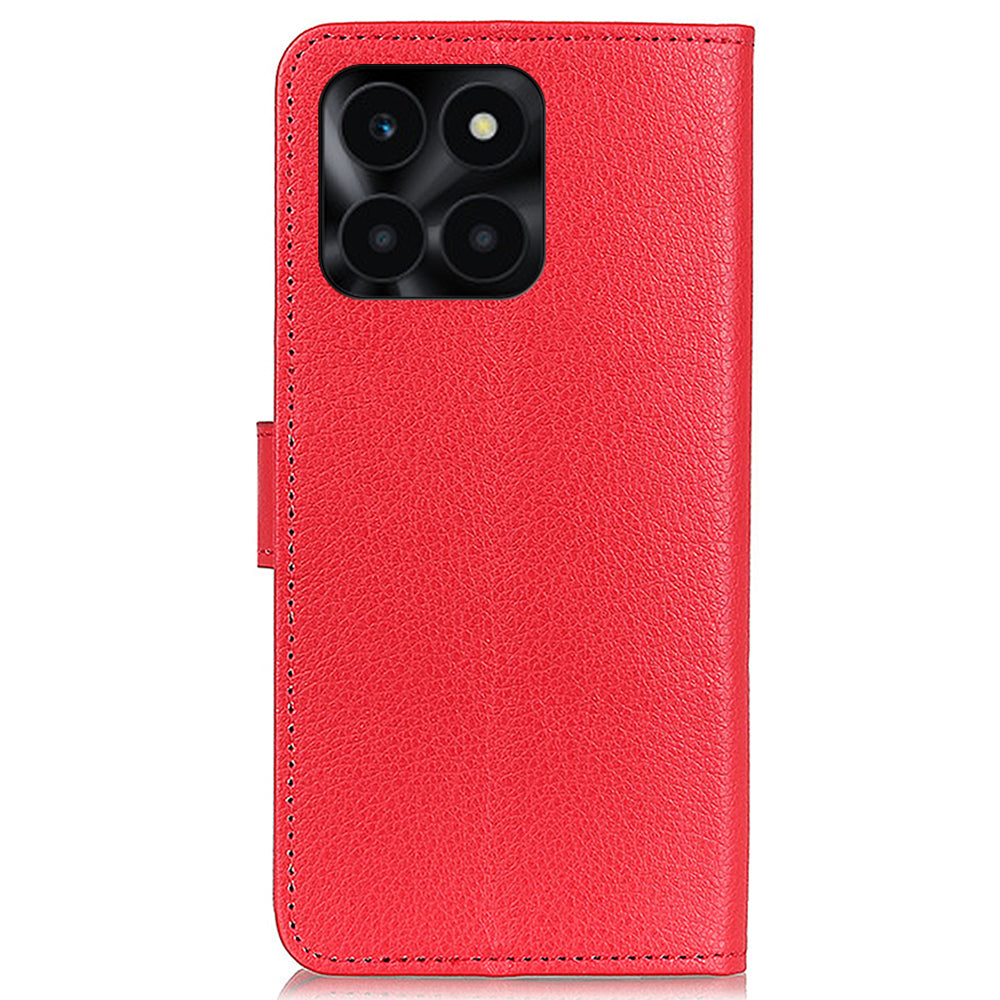 For Honor X6a 4G Shockproof Shell Litchi Texture PU Leather Wallet Case Stand Phone Cover