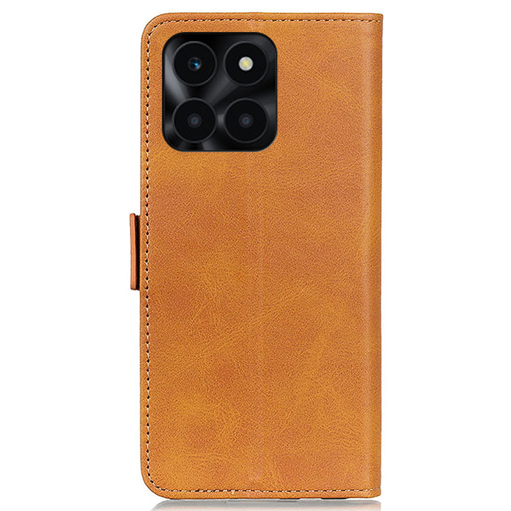 For Honor X6a 4G Cowhide Texture Wallet Phone Case PU Leather Cover Stand Phone Shell