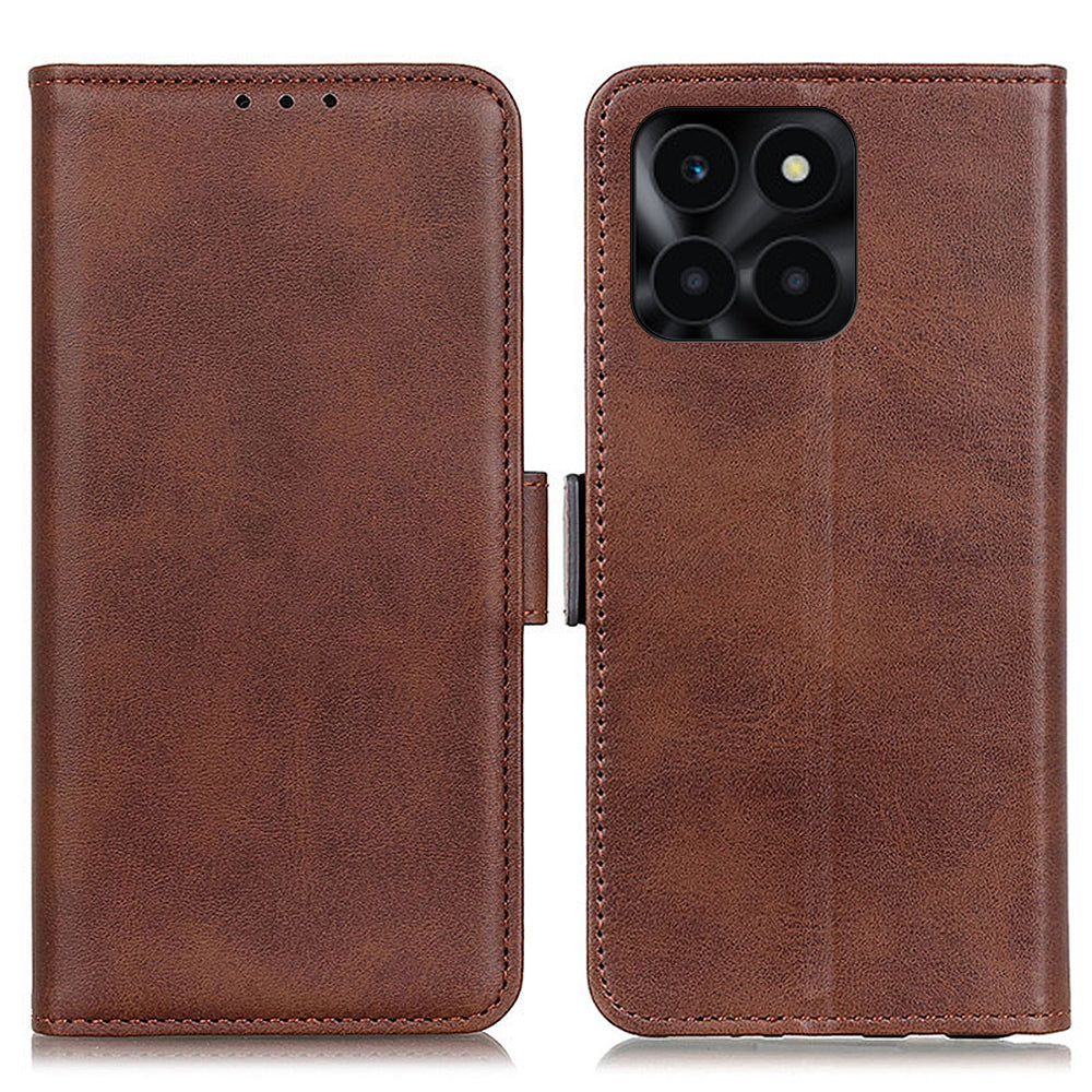 For Honor X6a 4G Cowhide Texture Wallet Phone Case PU Leather Cover Stand Phone Shell