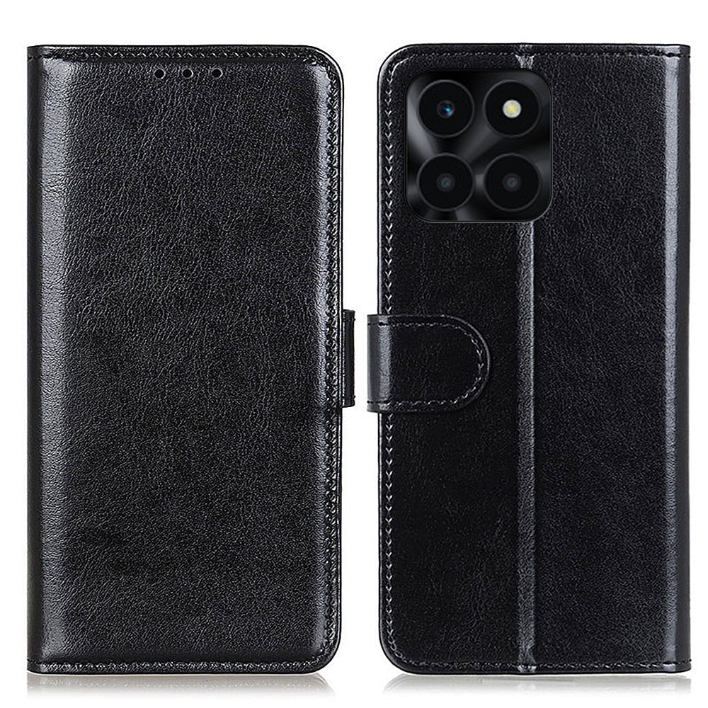 For Honor X6a 4G Slim-fit PU Leather Phone Case Crazy Horse Texture Wallet Stand Cover
