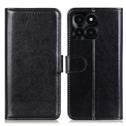 For Honor X6a 4G Slim-fit PU Leather Phone Case Crazy Horse Texture Wallet Stand Cover