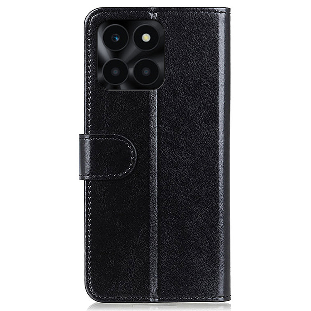For Honor X6a 4G Slim-fit PU Leather Phone Case Crazy Horse Texture Wallet Stand Cover