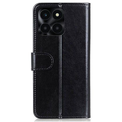 For Honor X6a 4G Slim-fit PU Leather Phone Case Crazy Horse Texture Wallet Stand Cover