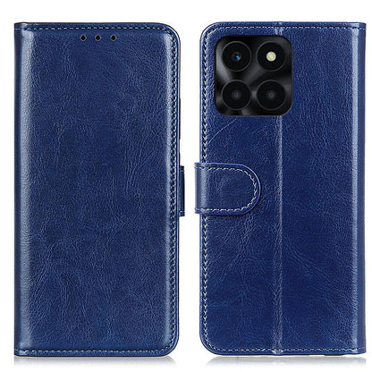 For Honor X6a 4G Slim-fit PU Leather Phone Case Crazy Horse Texture Wallet Stand Cover