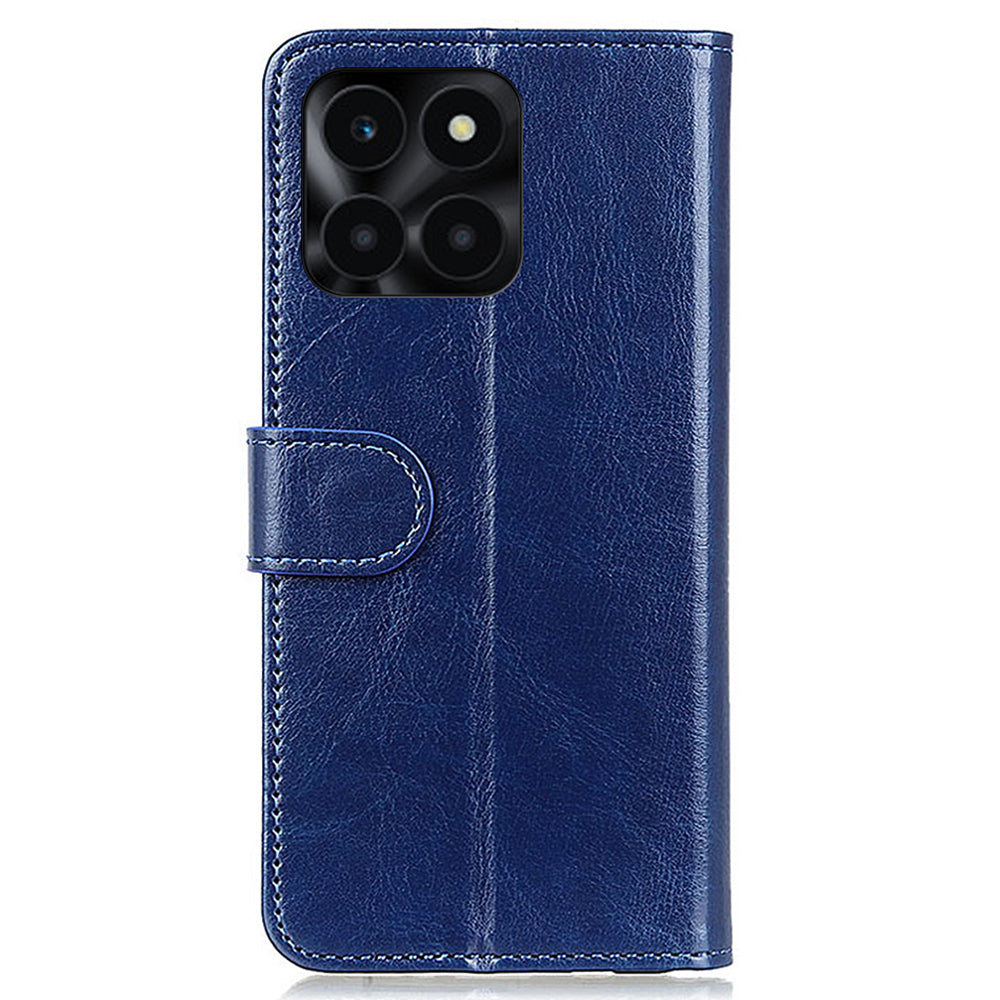For Honor X6a 4G Slim-fit PU Leather Phone Case Crazy Horse Texture Wallet Stand Cover