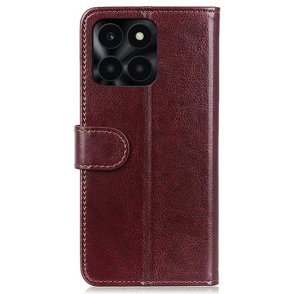 For Honor X6a 4G Slim-fit PU Leather Phone Case Crazy Horse Texture Wallet Stand Cover