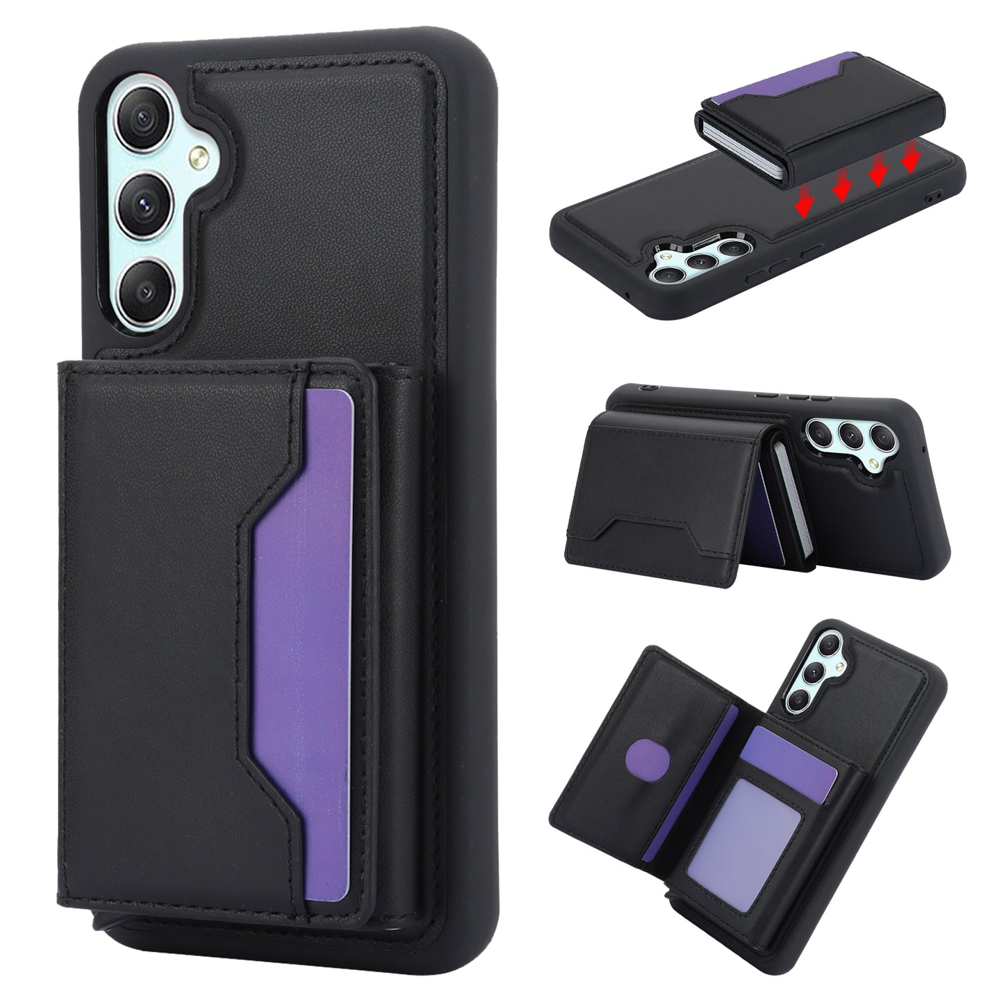 RFID Blocking Phone Case for Samsung Galaxy A54 5G , Kickstand Cover with Detachable Pop-Up Card Holder