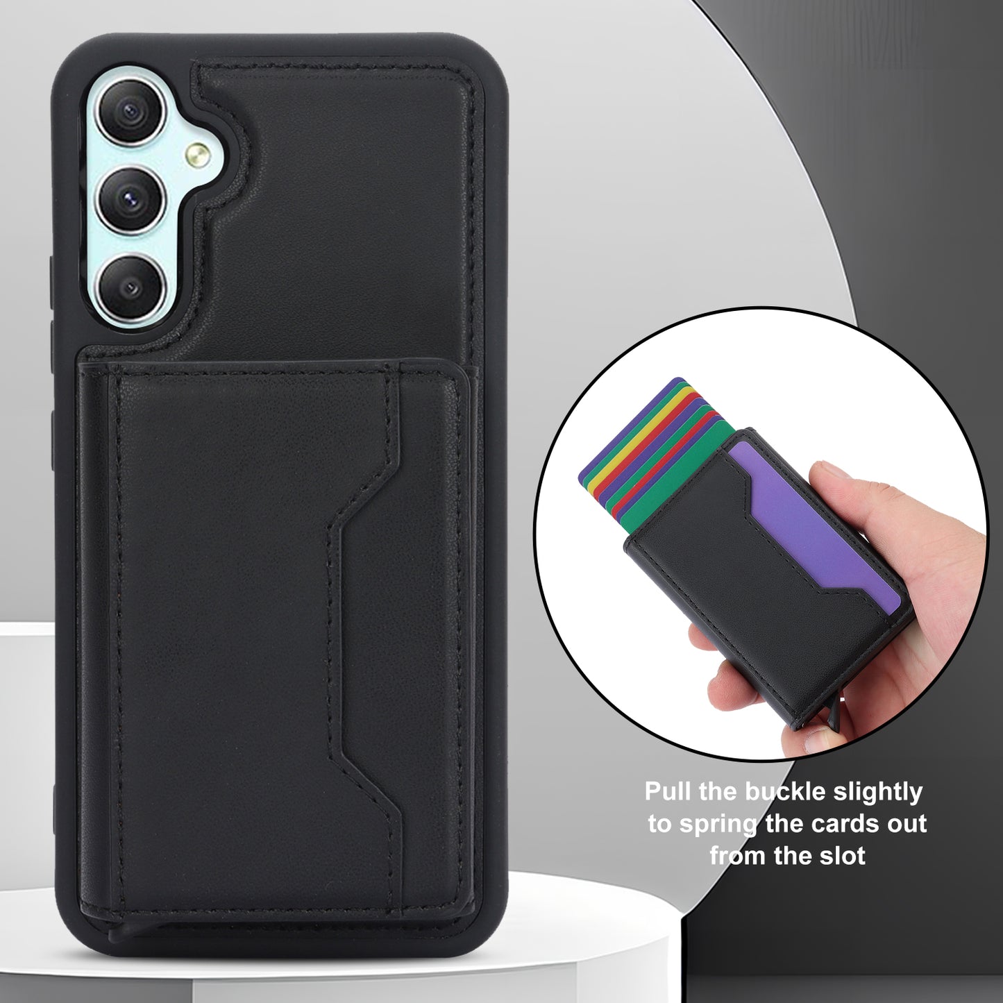 RFID Blocking Phone Case for Samsung Galaxy A54 5G , Kickstand Cover with Detachable Pop-Up Card Holder