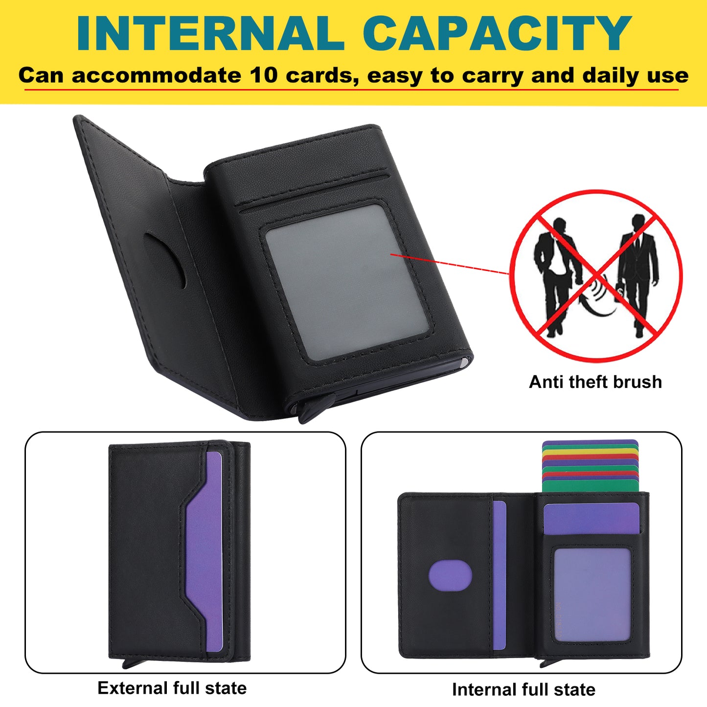 RFID Blocking Phone Case for Samsung Galaxy A54 5G , Kickstand Cover with Detachable Pop-Up Card Holder