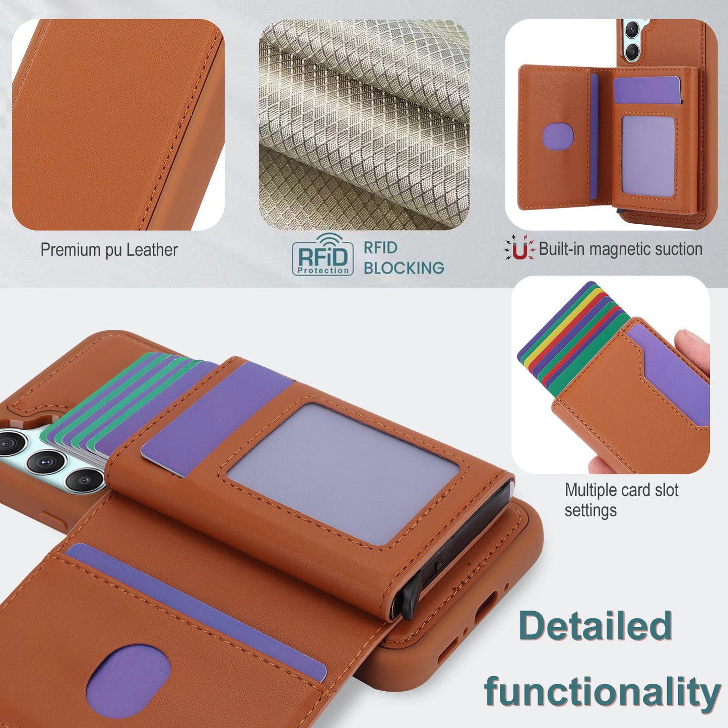 RFID Blocking Phone Case for Samsung Galaxy A54 5G , Kickstand Cover with Detachable Pop-Up Card Holder