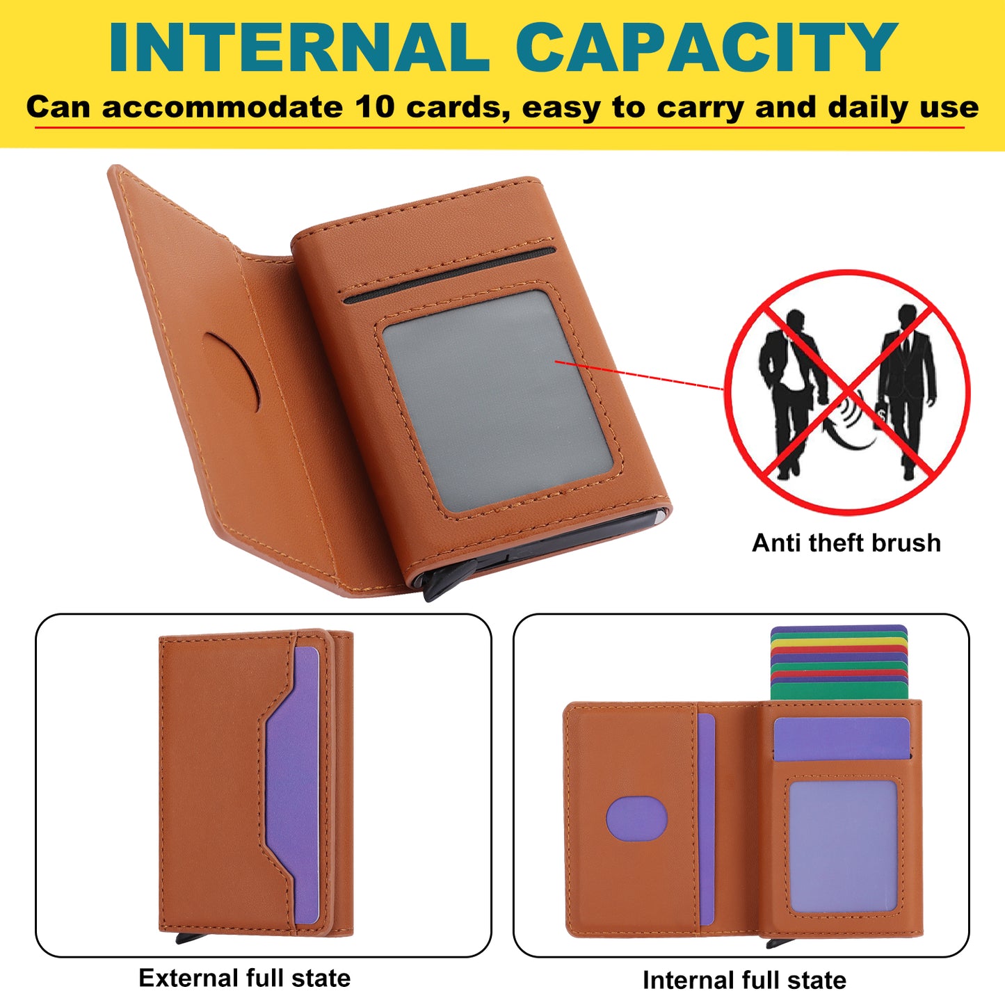 RFID Blocking Phone Case for Samsung Galaxy A54 5G , Kickstand Cover with Detachable Pop-Up Card Holder