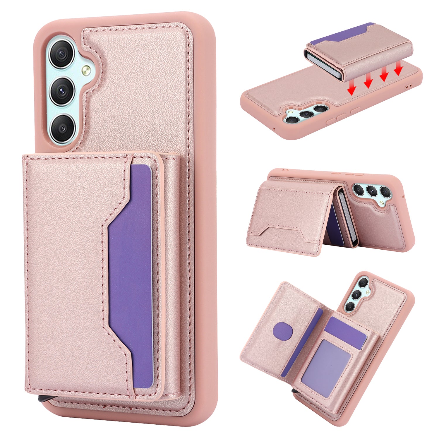 RFID Blocking Phone Case for Samsung Galaxy A54 5G , Kickstand Cover with Detachable Pop-Up Card Holder